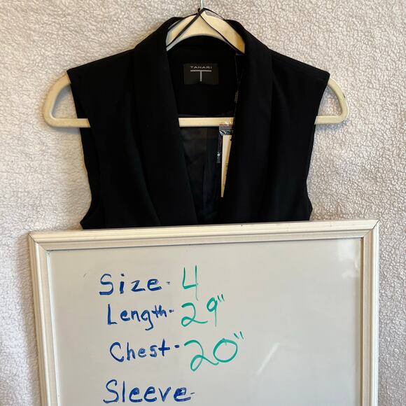 NEW Tahari black sleeveless top with tie belt office wear size 4 work - Picture 6 of 6